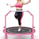 450LBS Foldable Rebounder Trampoline for Adults with Adjustable Handle 40", Pink