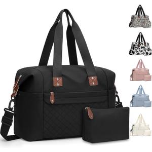 Travel Duffle Bag, Waterproof Weekender Overnight Hospital Bags for Women Men with Toiletry Bag Lightweight Carry on Personal Item Duffle Gym Bag for Travel, Airplanes, Sports (Medium, Black)