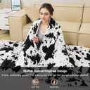 Cow Print Electric Blanket - King Size Cozy Soft Knitted Sherpa Heated Blanket with 4 Heat Levels & 10 Hours Auto-Off, Overheating Protection, Warm Gifts, 100"x90"