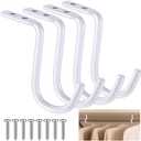 Gisafai 4 Pcs Closet Rod Center Supports 1-1/2 Inch Heavy Duty Metal Wall Mount Brackets for Shelf Closet Rod Clothes Storage(White)