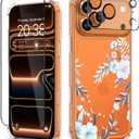 for iPhone 17 Pro Case,[3 in 1] with Screen Protector & Camera Lens Protector, Flower Pattern Design, Clear Soft Shockproof Slim Floral Phone Cover for Women Girls 2025 6.3" (Hibiscus)