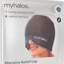 MyHalos Migraine Relief Cap,30% Thicker,2X More Cooling Gel -Stays Colder for Longer, Ice Hat, Ice Pack Head Wrap, Cold Headaches & Migraine Mask - Tension Headache Relief Cap (Gray) FSA|HSA Eligible