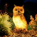 WONDHOME Solar Owl Garden Statues Outdoor Decor Resin Owl Figurine with LED Lights Owl Sculpture for Porch Patio Lawn Yard Decorations Christmas Housewarming Gifts for Women Mom, Brown Owl