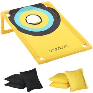 Cornhole Board Set, Arcade Style Cornhole Set Board and Beanbags, Indoor and Outdoor Corn Hole Games for Adults and Kids Bean Bag Toss Game - Yellow