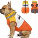 azuza Dog Jacket for Small Dogs Waterproof Dog Coat with Reflective Strips and Harness Built in Warm Fleece Dogs Winter Coat Windproof with Back Zipper, Orange L