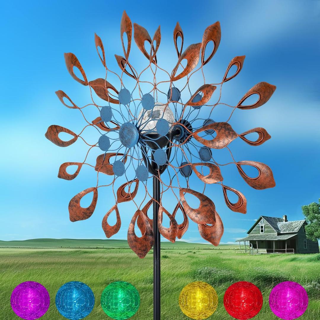Solar Wind Spinners Outdoor 73 Inches360 Degrees Kinetic Wind Sculpture Spinner Windmills for Outdoor Lawn & Garden Decoration