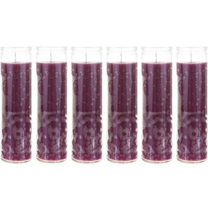 Mega Candles 6 pcs Unscented Purple 7 Day Glass Container Devotional Prayer Candles, Premium Wax Candle 2 Inch x 8 Inch, Sanctuary, Vigils, Prayers, Blessings, Religious, Memorials, Remembrance