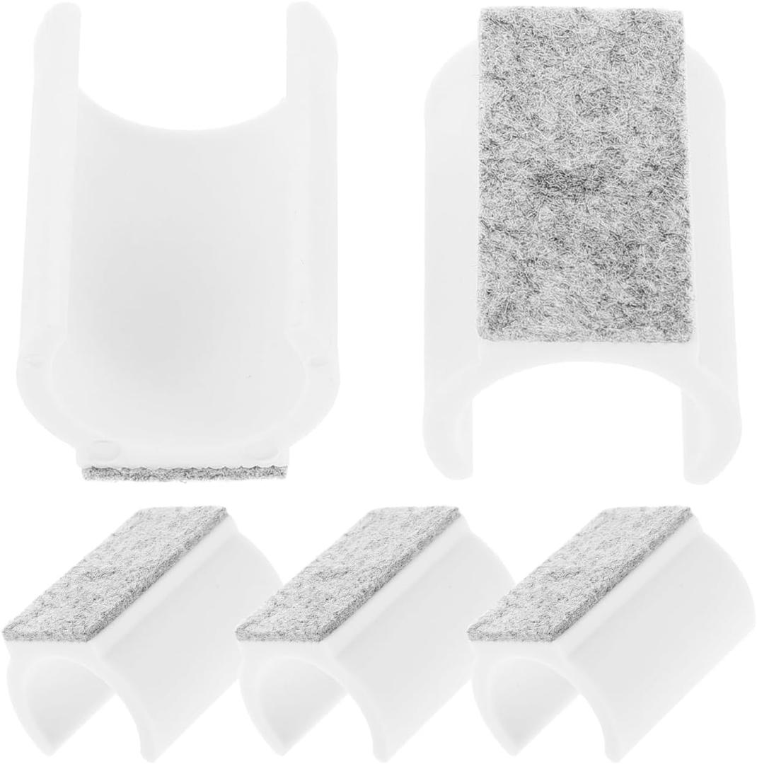 Rectangle Chair Leg Floor Protectors with Felt Pads, U Shape Chair Leg Tips Caps Silent Furniture Foot Covers for Hardwood Floors 25mm Metal Tubular Legs (White, 5pcs) (4.00X3.00X2.50CM)
