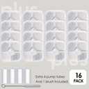 16-Pack Cat Water Fountain Filter Compatible With Catit Pixi Water Fountain Filter Replacement Triple Action Water Filter, 4 Pump Tubes 1 Hard Brush