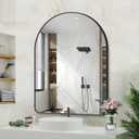 GLASHOM 30"x40" Black Arched Mirror for Bathroom, Wall Mounted Mirror, Aluminum Alloy Brushed Framed Wall Mirror, Anti-Rust, Large Mirror for Over Sink, Bedroom, Entryway (Vertical)