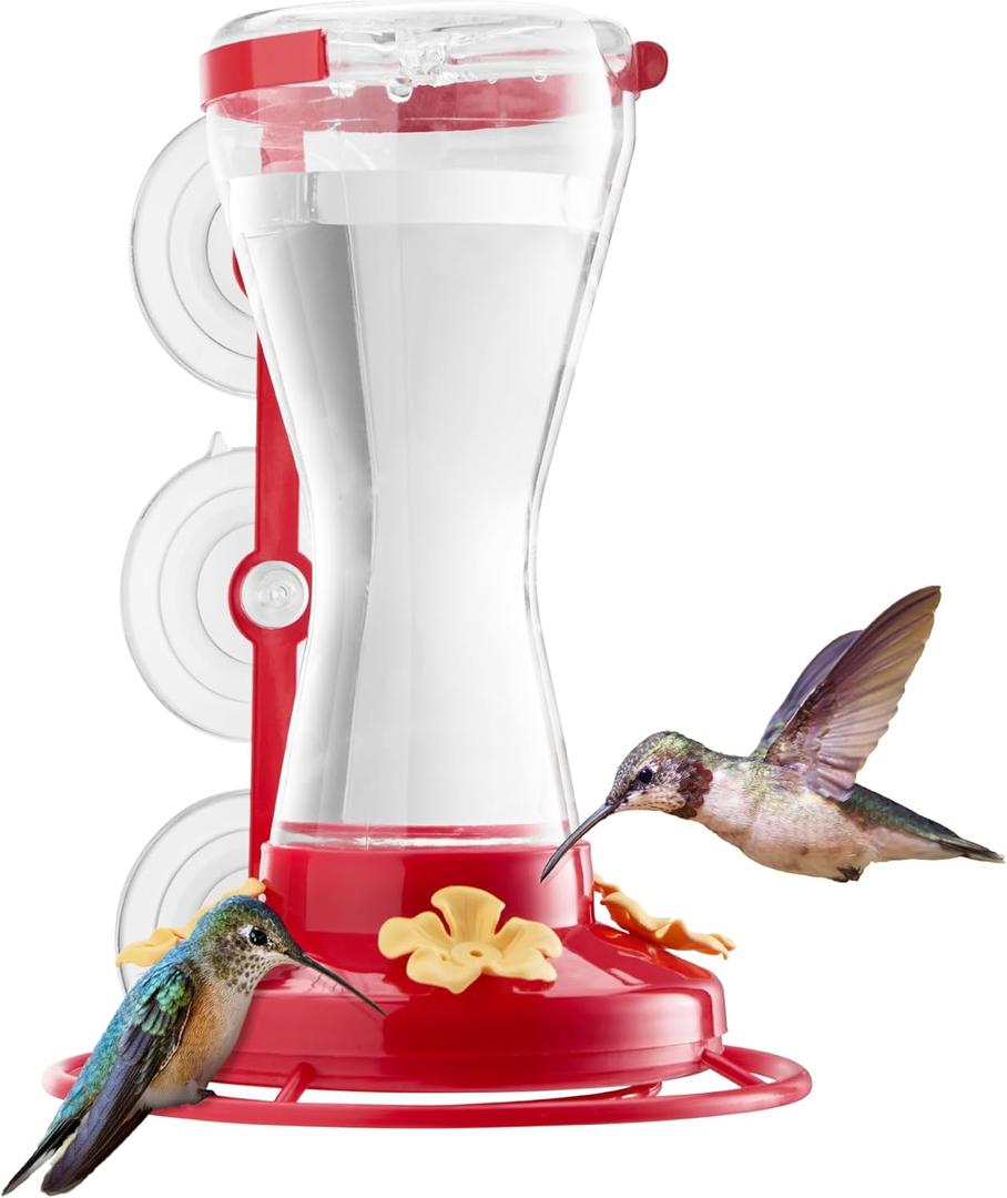 Twinkle Star Window Hummingbird Feeder Suction Cup, Window Mount, 20fl.oz, 4 Feeding Ports, Hummingbird feeders for Outdoors Hanging with S Hook, Best Gift, Garden Decor, incl.S Hook
