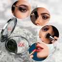 Leimandy Embroidered Pocket Mirror Double-Sided 1x/2x Makeup Mirrors Portable Compact Mirror for Purse Bridesmaid Gift Bridal Shower Gift Birthday Gift L1 (Purple Lavender)