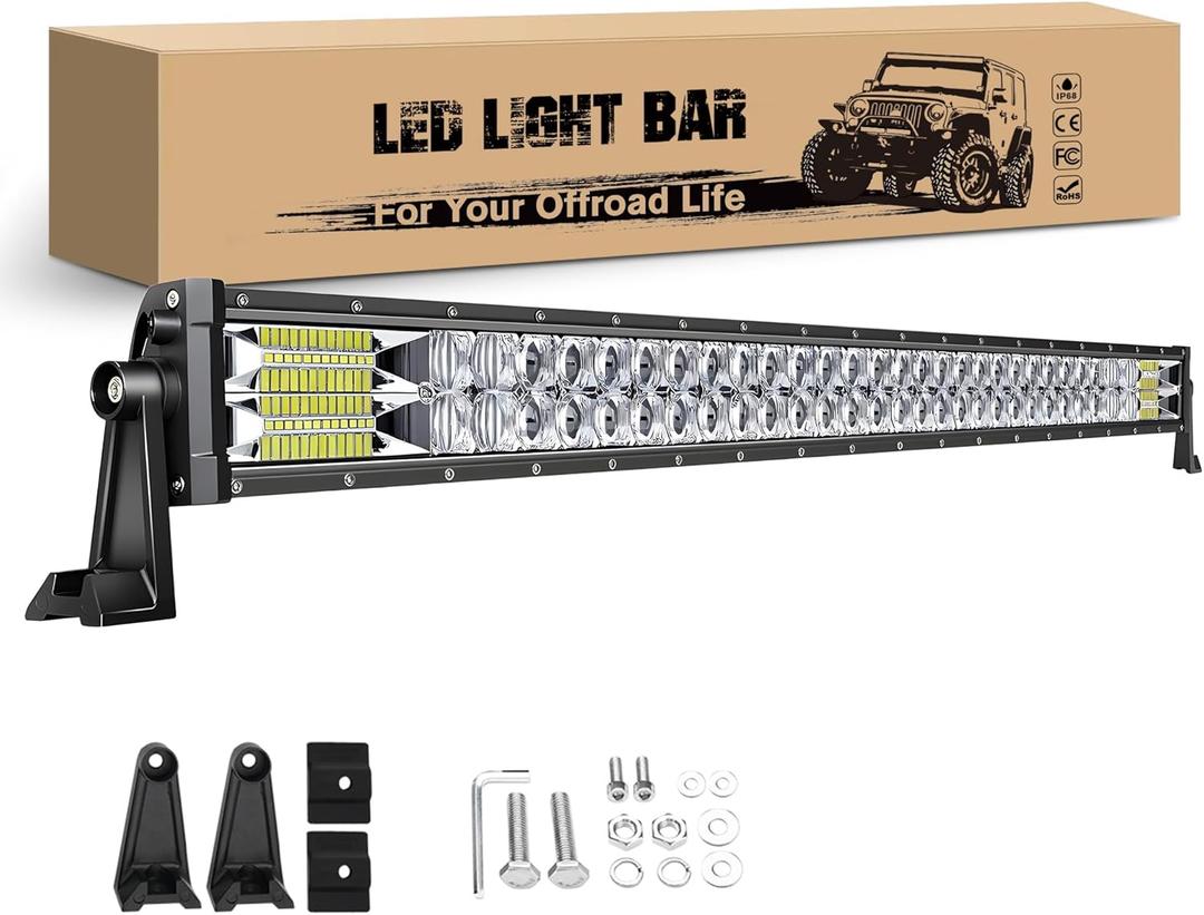 32 Inch LED Light Bar 180W with Curved 5D Floodlight + 5D Spotlight Cup Combo Driving Lights Off Road Lights Work Light Pods for Pickup 4X4 Truck SUV ATV UTV Boat