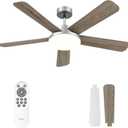Ceiling Fans with Lights and Remote Control 52 Inch, 6 Speeds, 5 Blades, 2844 LM, 3CCT Dimmable LED, Reversible DC Motor, Black Quick-Fit Low Profile Ceiling Fan for Bedroom Living Room Indoor Outdoor (Silver & Light Gray)