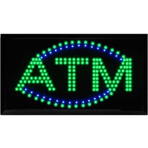 Boshen LED ATM Sign for Business LED Display Sign Display Animated Motion Advertisement Board with Switch Flashing & Steady Mode for Shops Wall Window Stores Bank 21" Lx 13"W(Square "ATM")