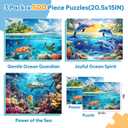 3 Pack Puzzles for Adults 500 Pieces, Sea Turtle Dolphins Sharks Puzzle 500 Piece, Challenging Ocean Jigsaw Puzzles with Letter on Back Poster, Gifts for Adults, Birthday & Game Night 20.5" x 15"