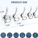 TICONN Wall Mounted Coat Rack, Five Heavy Duty Tri Hooks All Metal Construction for Jacket Coat Hat in Mudroom Entryway (Chrome, 2-Pack)