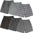 BAMBOO COOL Men's Underwear Woven Boxer Shorts,Classic Relaxed Fit,Lightweight Plaid Boxers,6 Pack (L)