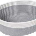 Goodpick Small Baskets for Gifts Empty, Easter Basket for Gifts Home Decor, Woven Burr Basket for Storage with Handles, Decorative Cotton Rope Baskets for Baby Shower Diaper Toy, 12" x 8" x 5" (Gray)