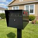 Mailbox,with Mounting Post,Comes with 4 Keys, Mailboxes for Outside,Locking Mailbox,Large,Black,Metal Mail Box,Heavy Duty,