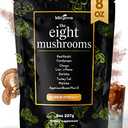 KIKI Green 8 Mushrooms Powder Extract - Supplement Blend 8 oz - Lion's Mane, Reishi, Chaga, Cordyceps, Maitake, Shiitake - for Focus and Energy - Add to Coffee and Smoothies, (BB Dec. 2025)