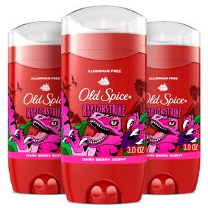 Old Spice Aluminum Free Deodorant for Men, 24/7 Odor Protection, 24/7 Freshness & Lasting Scent, Goes on Clear, Raptorstrike with Dark Berry Scent, 3.0 oz (Pack of 2)