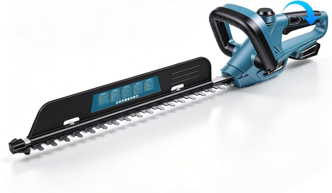 20 Inch Cordless Hedge Trimmer for Makita 18V Battery, Bare Tool
180° Rotating Handle, SK5 Dual-Action Blade, 4/5" Cutting Capacity, Debris Collector, Electric Bush Trimmer for Shrub Pruning