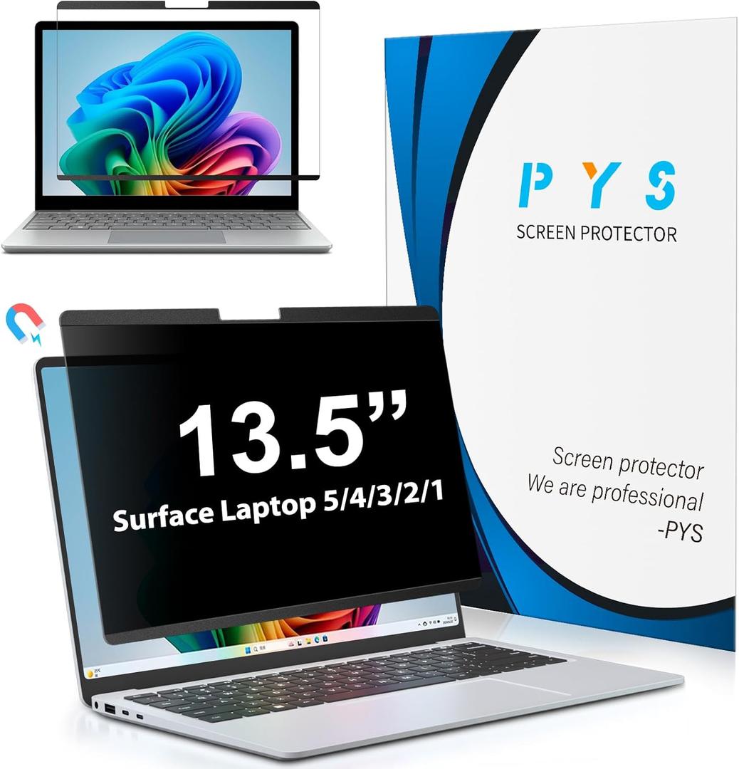 PYS Magnetic Privacy Screen for Microsoft Surface Laptop 5/4/3/2/1 - Detachable 13.5 Inch Privacy Screen Protector, Matte Finish Anti-Glare