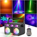 LED Stage Light, 5 in 1 DJ Party Lights with Remote Control, UV Strobe Par Light for Christmas,Party, Wedding, Club (Black, 1 PCS)
