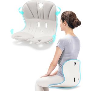 Curble Wider(Standard Wide) Ergonomic Back Support Chair, Lumbar Support for Posture Correction & Back Pain Relief, Ideal for Office, Floor Seat & Work from Home, Patented (Grey), 15 inches x 12.4 inches x 12.4 inches