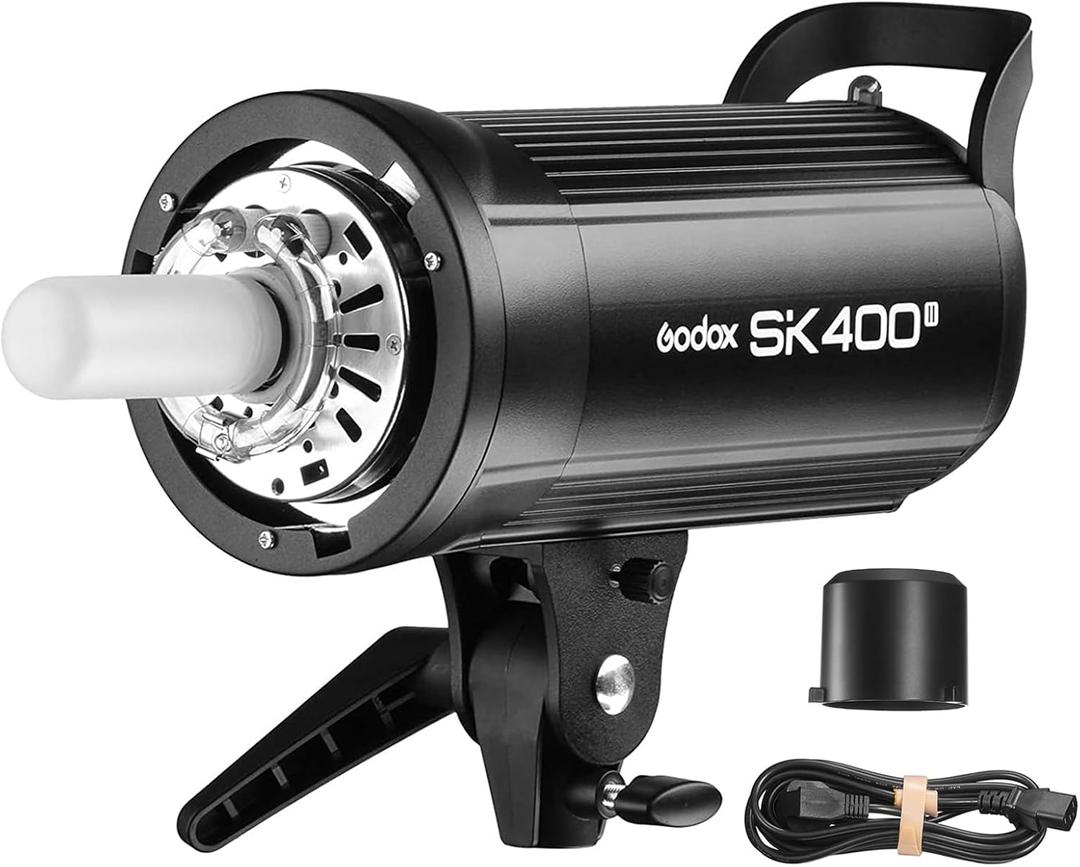Godox SK400II Strobe Flash Light 400Ws with Standard Reflector, GN65 5600K 2.4G Bowens Mount with 150W Modeling Lamp, for Photography Studio, Portrait Shooting