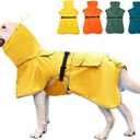 Waterproof Dog Raincoat Hooded Slicker Poncho Raincoat for Medium Large Dogs, Adjustable Dog Rain Coat Jacket(Yellow, 6XL) (6XL-Fit for 91-110 pounds)