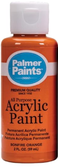 Palmer Paints™ PREMIUM QUALITY SINCE 1932 All Purpose Acrylic Paint  Permanent BONFIRE ORANGE 2 FL. OZ. (59 mL)