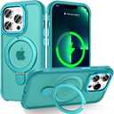 Designed for iPhone 13 Pro Case with Magnetic Stand, [Military Drop Protection][Great Grip Feeling] Matte Translucent Back Slim Shockproof Phone Cover for iPhone 13 Pro 6.1", Darkcyan