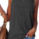 Fallorchid Womens Sleeveless Tops Crew Neck Tanks Causal Solid Summer Tops (Large, Charcoal)