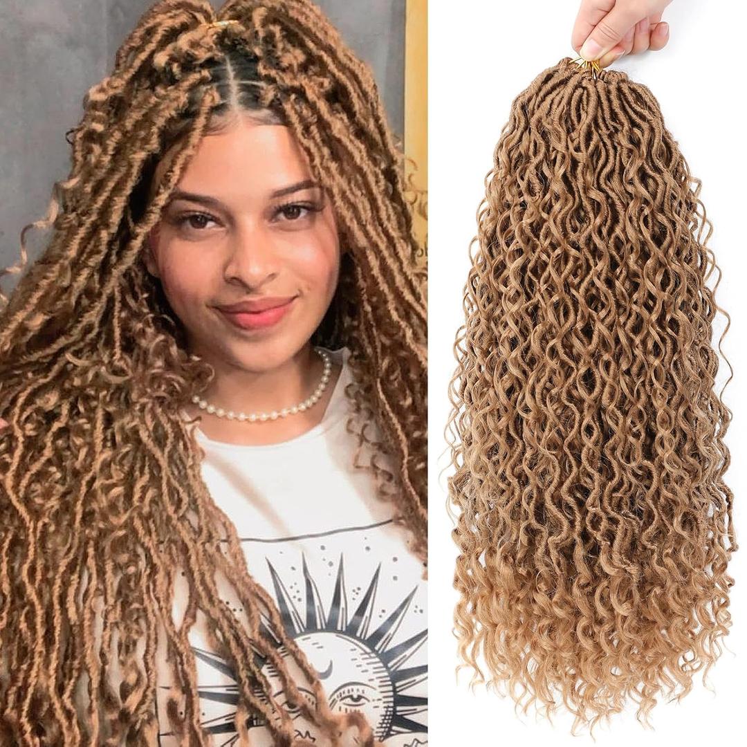 8 Packs Faux Locs Crochet Hair, 18 Inch Goddess Bohemia Locs Crochet Hair, Hippie Locs Crochet Braids, Synthetic Braids Hair Extensions (18 Inch, 8Packs, 27#)