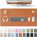 YSAGi Leather Desk Protector, Office Mat, Large Mouse Mat, Non-Slip PU Leather Blotter, Laptop Desk Mat, Waterproof Writing Pad for Office and Home (Brown, 35.4" x 17")