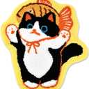 Cute Cat Bathroom Rug, Soft Plush Kawaii Animal Tufted Bath Room Mat, Non-Slip & Machine Washable, Absorbent & Quick Dry Floor Door Mat Home Decor for Shower, Tub and Sink, 23.6"x27.6"