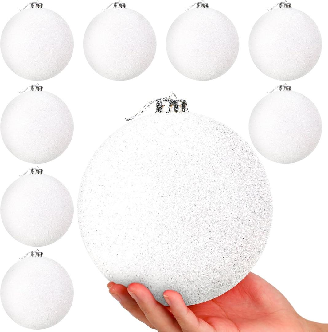 8 Pieces 6 Inch Large Christmas Balls Ornaments, Glitter Christmas Tree Decoration Giant Oversized Shatterproof Plastic Xmas Ball Outdoor Hanging Decorations for Holiday Party Lawn Yard
