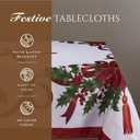Kadut Christmas Ribbon Tablecloth (60 x 102 Inch) for 6 Foot Rectangle Tables, Heavy Duty Fabric, Stain Proof Xmas Ribbon Table Cloth for Harvest, Holiday, and Fall, & Christmas Dinner.