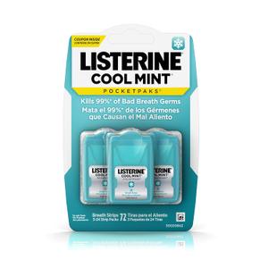 2 x Listerine Pocketpaks Breath Strips, Cool Mint, 72 Count (Pack of 1)