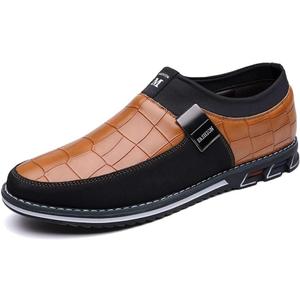 Men's Casual Dress Oxford Shoes Business Office Loafers Leather Fashion Dress Sneakers Comfort Walking Driving Shoes (7, Orange)