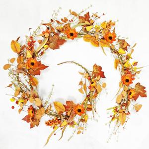 6.5FT Fall Garland, Artificial Maple Leaf Hanging Vine for Indoor Outdoor, Fireplace Mantle Thanksgiving Halloween Holiday Decor