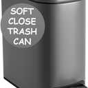 Homie Soft Close, Slim Trash Can 6 Liter / 1.6 Gallon with Anti - Bag Slip Liner and Lid, Use as Mini Garbage Basket, Slim Dust Bin, or Decor in Bathroom, Restroom, Kitchen, or Bedroom (Matte Gray)