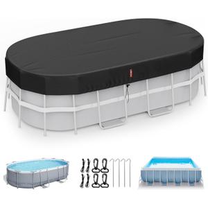 LXKCKJ Rectangular Pool Cover for above Ground Pools, Heavy Duty Winter Cover Ideal for Waterproof and Dustproof (9x18 FT, Black)