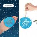 12 Pcs Wooden Coastal Christmas Decor Hanging Ornaments Starfish for Christmas Tree, Beach Christmas Ornaments Seashells Sanddollar for Nautical Xmas Tree Fireplace Home Decoration (White  Blue)