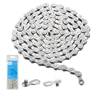 MQY&MXQC 6/7/8 Speed Bike Chain, 1/2 x 3/32 Inch, 116 Links with Missing Links