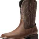 Cowboy Boots For Men - Western Boot Men's Cowboy Boots With Square Toe | Cowboy Western Boot | Pull-on Boots| Old West Style Embroidered (9, Brown)