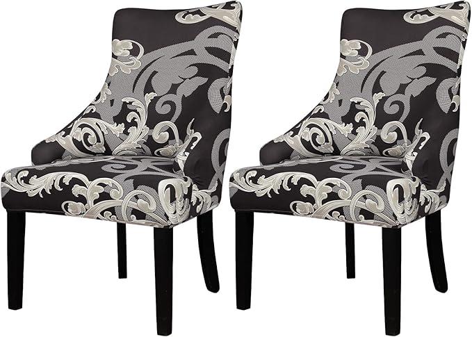 Lellen Wingback Side Chair Slipcover - Wingback Chair Covers with Pattern,Stretch Armless Wingback Chair Slipcover,Wingback Dining Chair Covers,Arm Chair Protector Cover for Room Home Decor （2PCS）