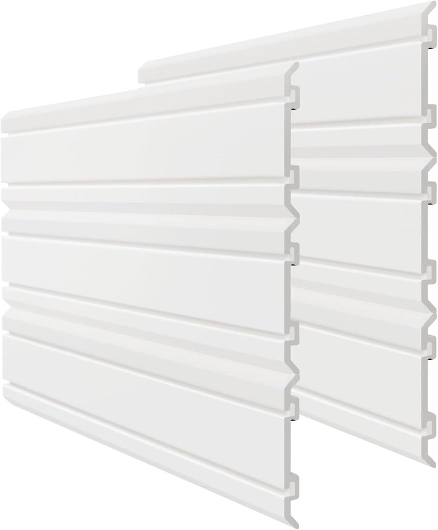BELLO YON Slatwall Panel 6PCS Garage Wall Organizer Heavy Duty Wall Mounted PVC Slat Wall Rack, 4 feet Garage Wall and Home Organizer Storage System, White